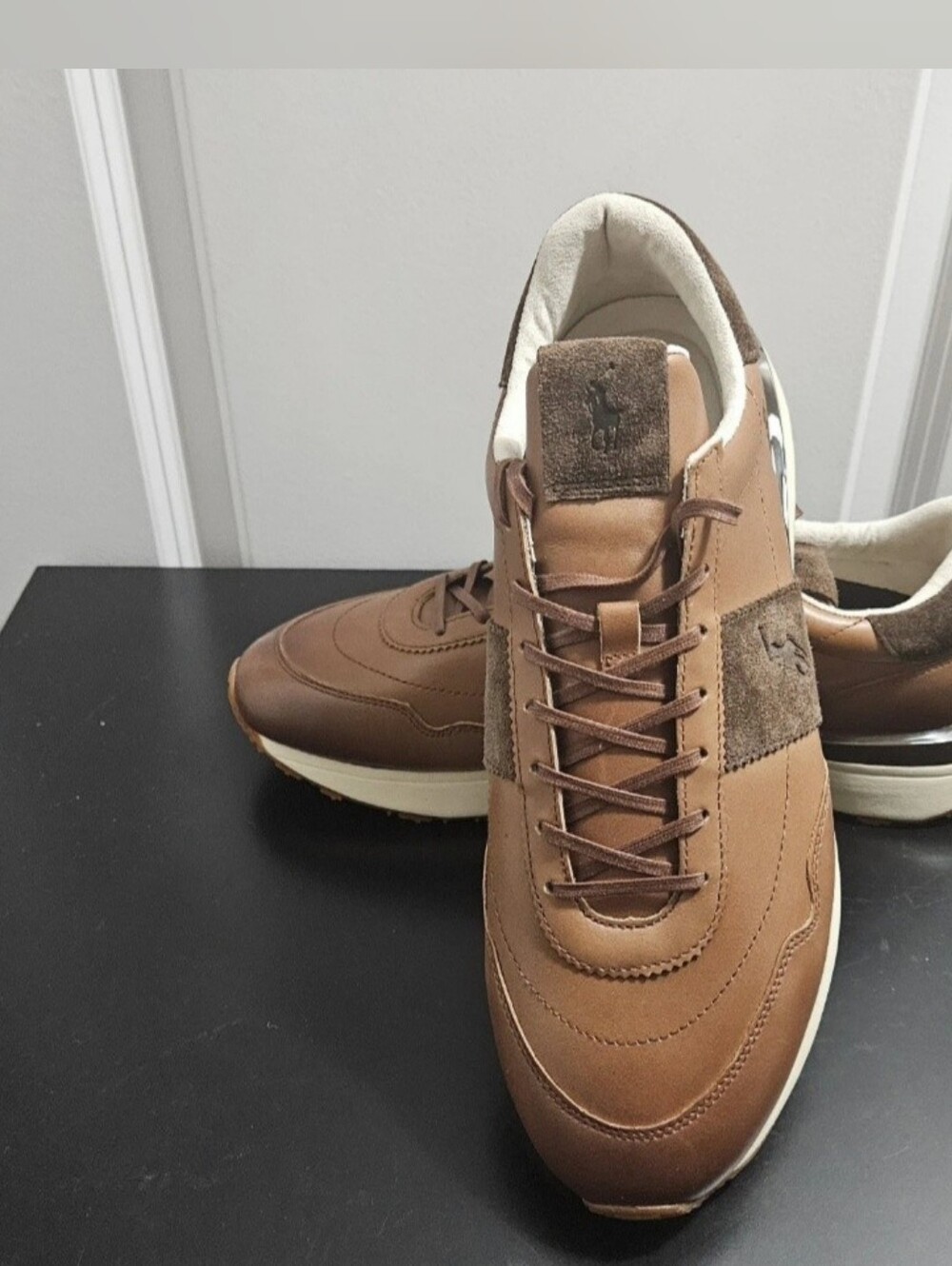 NIB Men's Polo Ralph Lauren Train 89 Leather Sneakers Size 11M